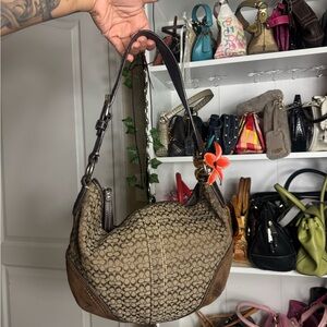 Coach Brown Patterned Hobo Bag